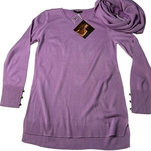 New Iman lilac purple comfy Chic Sweater and‎ circle scarf small